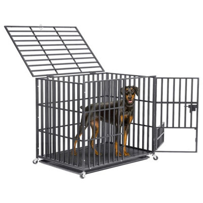  - Xxl Large Heavy-Duty Dog Cage Chew Proof Square Tube Metal Kennel Crate Wheeled 107 X 77.5 X 94Cm