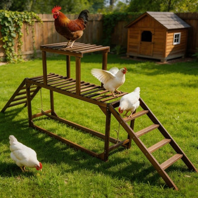  - Chicken Run Roosting Bar For Run Or Coop Solid Strong Natural Wood Ladder Perch