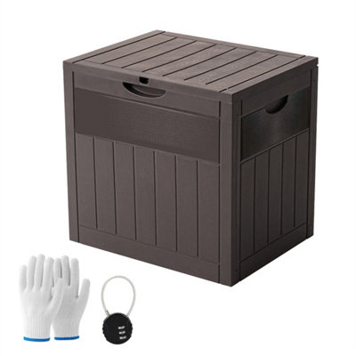  - 126L Garden Storage Box With Lid Outdoor Storage Chest Plastic Deck Box Lockable