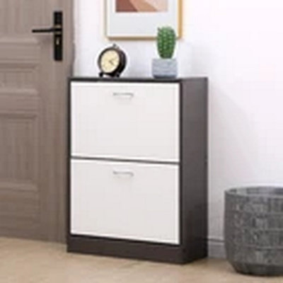 Wooden 2 Drawer Shoe Cabinet Storage Rack from B&Q