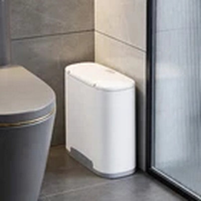 Slim Bathroom Trash Can Press Lid Waste Bin from B&Q