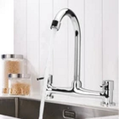  - Dual Lever Chrome Kitchen Sink Mixer Tap