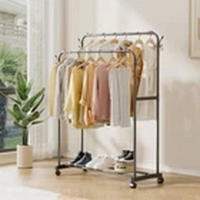 Movable Metal Clothes Rail Garment Hanging Display Shelf from B&Q