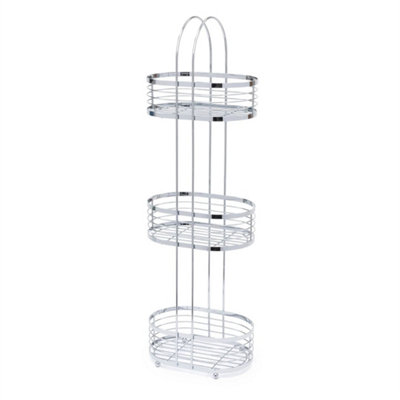  - Free Standing 3 Tier Chrome Shower Caddy Bathroom Storage Rack Shelf Organiser