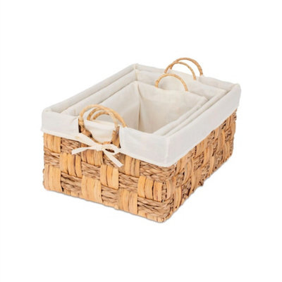 Set Of 3 Seagrass Wicker Storage Baskets Woven Bathroom Organiser from B&Q