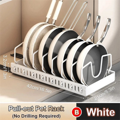  - White Kitchen Pull Out Pot Pan Organizer Lid Spice Dish Dry Storage Shelf