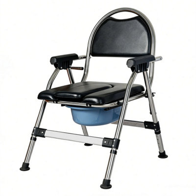 Folding Commode Chair Adjustable Height Bedside Toilet Shower Seat 150Kg from B&Q