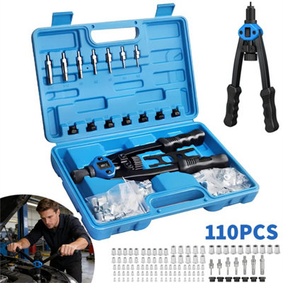110Pcs Hand Nut Tool M3- M12 Repair Kit Riveter Gun Mandrels from B&Q
