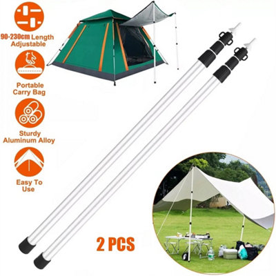 2X230Cm Tent Poles Telescopic Adjustable Awning Tarp Pole Support Rod from B&Q