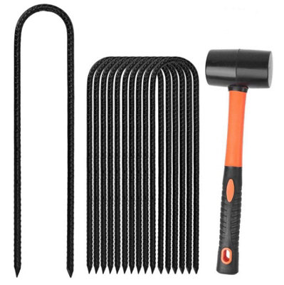 10Pcs U-Shaped Rebar Stakes Ground Anchors Tent Pegs from B&Q