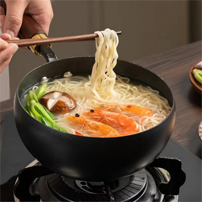26Cm Deep Iron Wok Nonstick Flat Bottom Frying Pan from B&Q