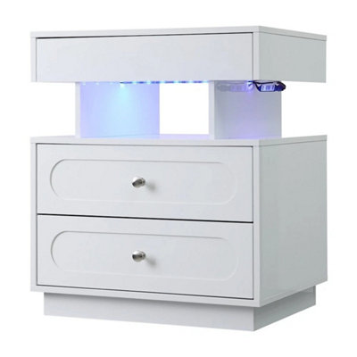  - 3 Drawer Led Bedside Nightstand