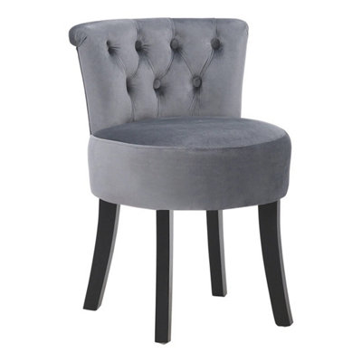  - Velvet Vanity Stool With Backrest