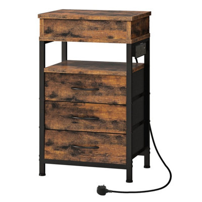  - Bedside Table W/ Charging Station & 3 Drawers