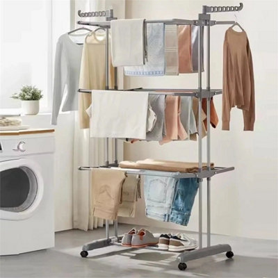 4 Tier Foldable Clothes Airer Rack Indoor Outdoor Dryer from B&Q