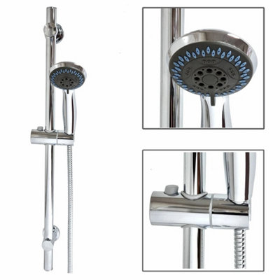 Chrome Shower Head Slide Riser Rail Kit With Soap Dish from B&Q