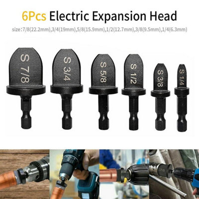  - 6X Tube Expander Swaging Air Conditioner Copper Pipe Drill Bit Flaring Tool Set