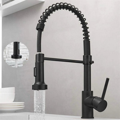 Matt Black Monobloc Kitchen Sink Mixer Tap With Pull Out Spray from B&Q