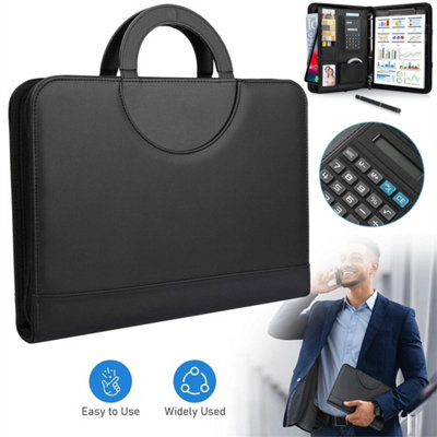 Work Folder Clipboard Folder A4 Conference Folder Pu Leather Folder W/calculator from B&Q