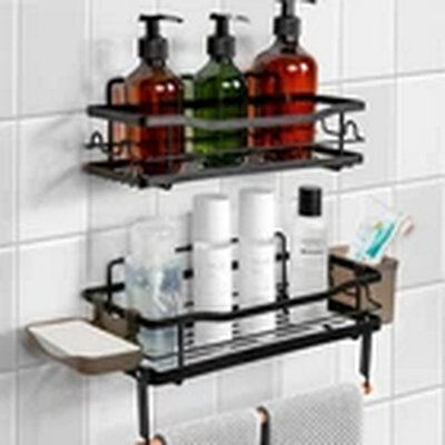 2Pcs Self Adhesive Stainless Steel Bathroom Shower Shelf from B&Q