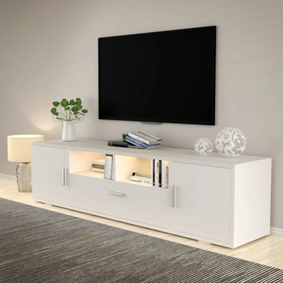  - Modern High Gloss Rgb Led Tv Stand With 2 Storage Doors