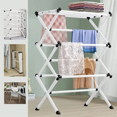  - 3 Tier Clothes Dryer Foldable Laundry Rack Washing Line Drying White