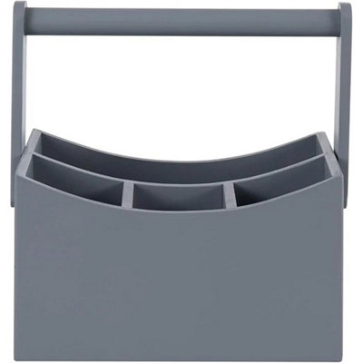 Grey 4 Compartments Bamboo Kitchen Cutlery Utensil Rack Divider from B&Q