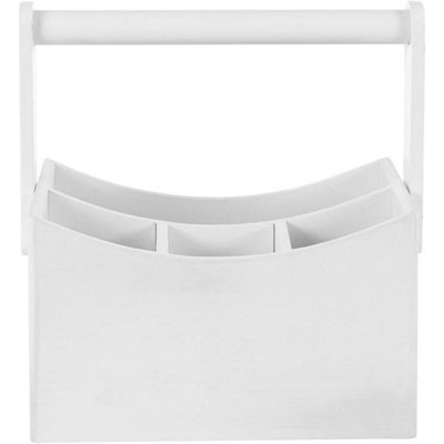 White 4 Compartments Bamboo Kitchen Cutlery Utensil Rack Divider from B&Q