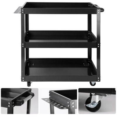 Garage Tool Storage Cart Heavy Trolley Workshop 3 Tier Wheel Shelf