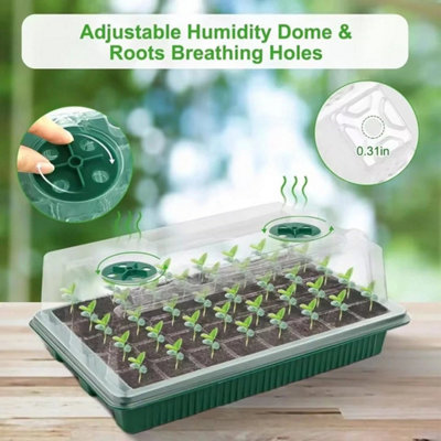  - 2 Pack 40 Cell Seed Starter Tray With Grow Light & Cover Plants Seedling Tray
