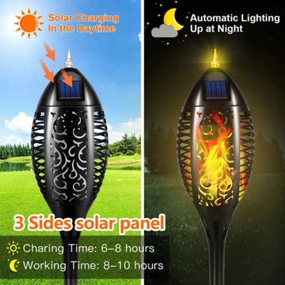  - 8X Flame Effect Solar Outdoor Lights Stake Garden Path Flickering Led Torch Lamp