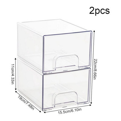  - 2 Drawers-Acrylic Storage Box Drawer Desktop Cosmetic Organizer