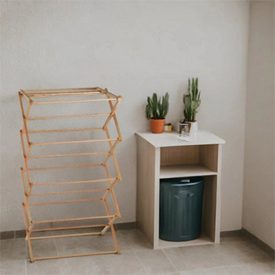 4 Tier Classic Bamboo Wooden Clothes Airer Traditional Folding Drying Rack Home from B&Q
