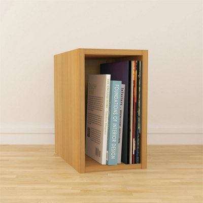  - Vinyl Lp Record Storage Box Cube 12" Cabinet Case Unit Rack Display Oak Small