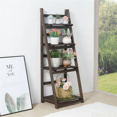  - 43" Tall Wooden Ladder Shelf Classic Plant Stand Bookcases Shelving Unit Rack