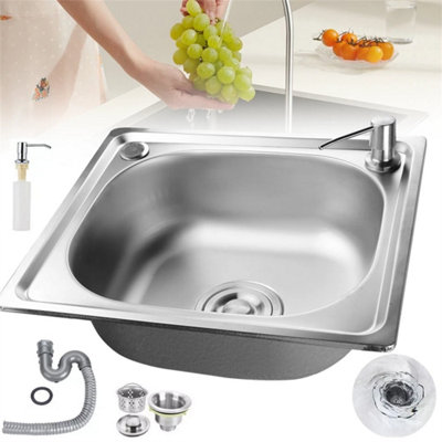 Small Single Bowl Square Stainless Steel Kitchen Sink Undermount Basin Waste Kit from B&Q