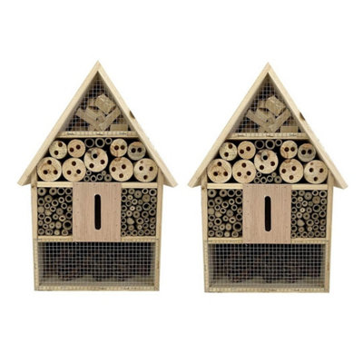  - Wooden InsectButterflyBug & Bee House Nest Garden Insect Habitat (Set Of 2)