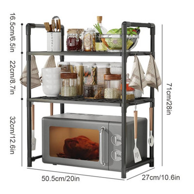  - 3 Tier Microwave Oven Rack Stand Storage Holder Kitchen Corner Shelf Black