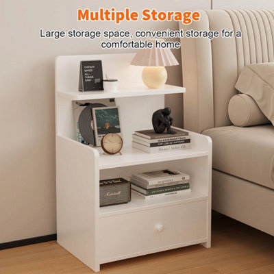  - Bedside Table Drawer Cabinet End Side Table Bedroom Furniture Nightstand White