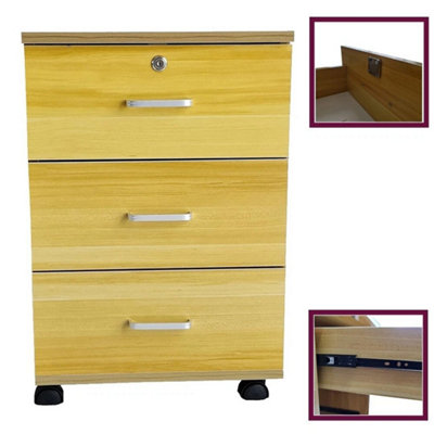  - 3 Drawer Wooden Bedroom Bedside Cabinet Furniture Storage Nightstand Side Table