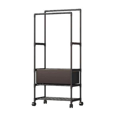  - Black Clothes Rail Rack Garment Hanging Stand Shoe Storage Shelf Open Wardrobe