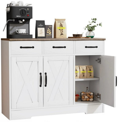  - Sideboard Kitchen Cabinet With 3 Drawers And 3 Doors Wooden Storage Cupboard