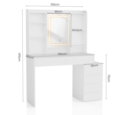 - Dressing Table With 6 Drawers Led Mirror Set Makeup Desk Vanity Table