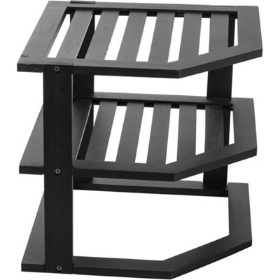  - Black 3-Tier Bamboo Corner Shelf Kitchen Storage Rack