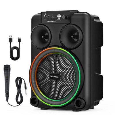 Bluetooth Karaoke Speaker Rechargeable Bass Mic Home Party from B&Q