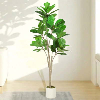 150Cm Artificial Fiddle Leaf Fig Tree Green from B&Q