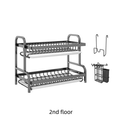  - 2 Tier Dish Rack Drainer With Drip Tray