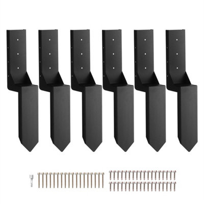  - 6 Pack Fence Post Anchor Repair Kit 3.5" X 3.5" Support Stakes