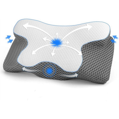 Memory Foam Cervical Pillow For Neck Shoulder Pain Relief from B&Q