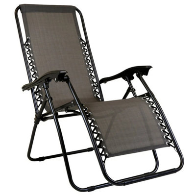  - Folding Reclining Garden Chair Camping Lounger Grey